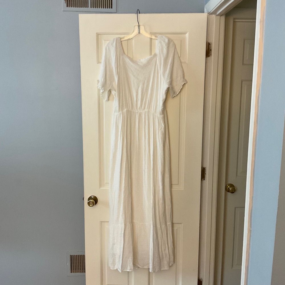 Seraphine Shirred Maternity Nursing Maxi Dress White Swiss Dot US 14 baby shower - Picture 9 of 12